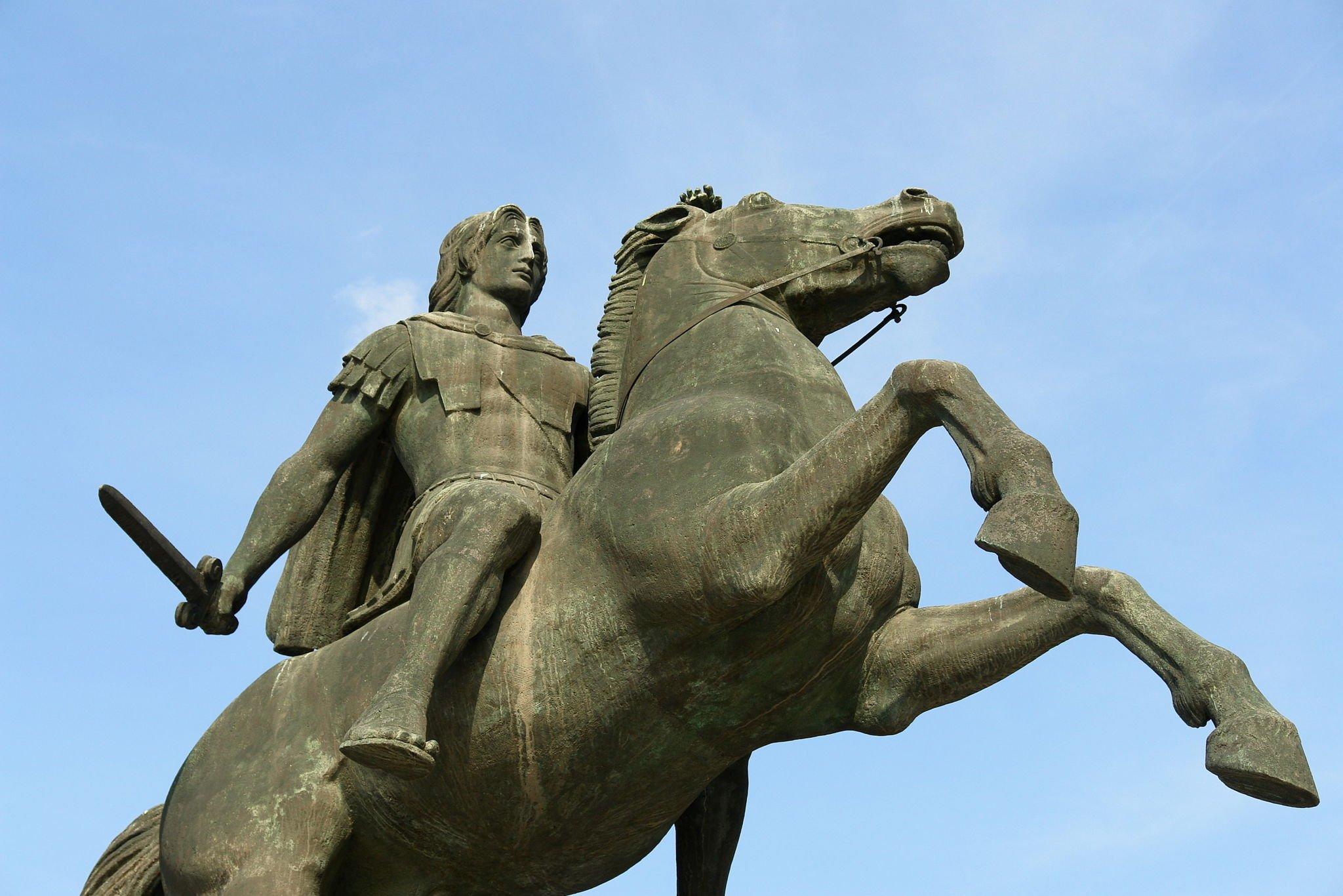 Alexander the Great on the back of a horse statue