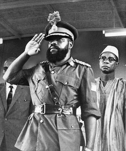 Odumegwu Ojukwu, the Biafran head of state, addressing a joint session of the consultative assembly and house at Owerri, on Jan. 31, 1968. (Anthony Astrachan The Washington Post)