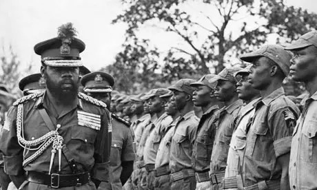 Ojukwu, as military governor of Biafra, inspecting some of his troops in 1968 Photograph Trinity Mirror Mirrorpix Alamy