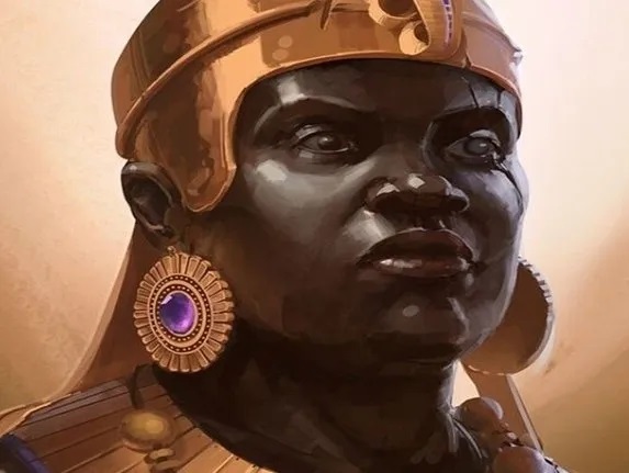 An illustration of Queen Amanirenas via Afrikaiswoke