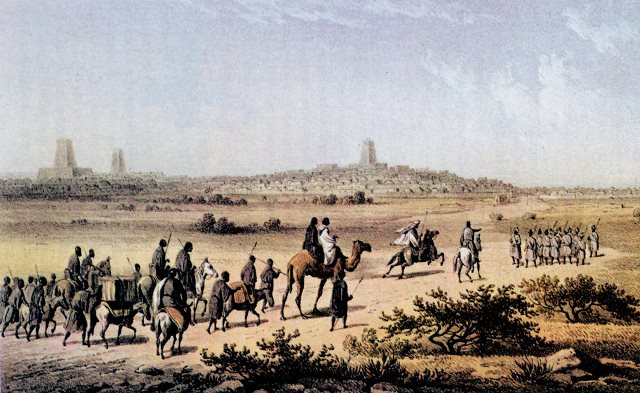 HEINRICH BARTH APPROACHING TIMBUKTU ON 7 SEPTEMBER 1853, Martin Bernatz, 1853