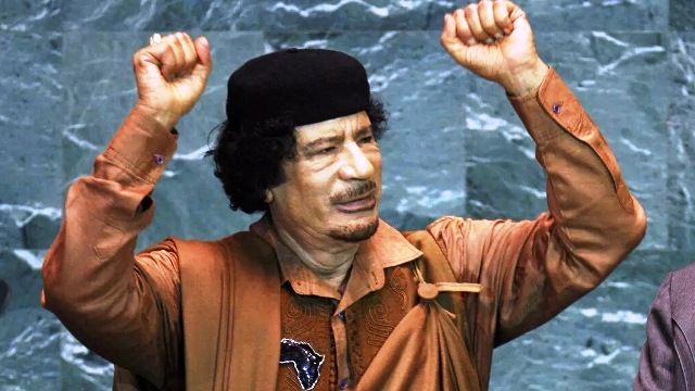 Muammar Gaddafi at the 64th UN General Assembly in 2009