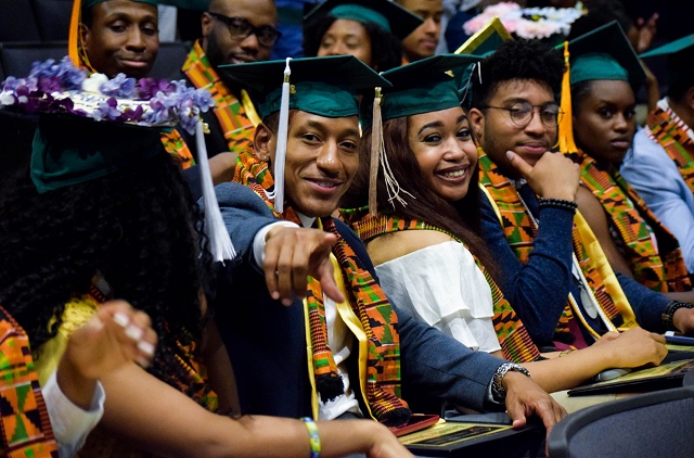 The Kente cloth is popular among black students during graduation ceremonies.
