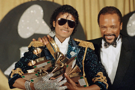 Michale Jackson with his Grammy Awards