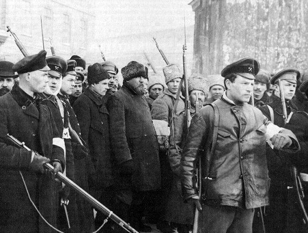 Armed soldiers and workers in the streets of Petrograd on November 7, 1917. (Wikipedia Commons photo)