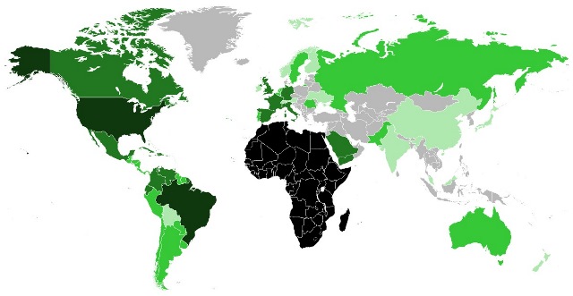 Regions with significant African population