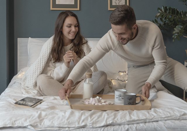 Breakfast in bed or washing your partner's car before work is a great idea.